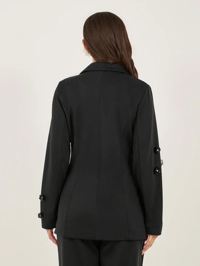 Styli Styli Women Black Button Regular Fit Blazer