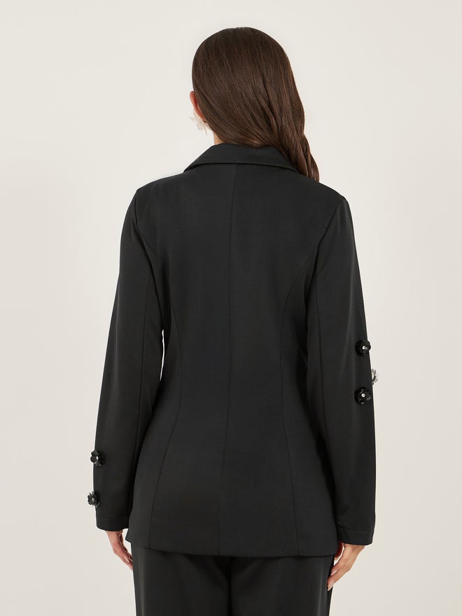 Styli Styli Women Black Button Regular Fit Blazer  - Image 5