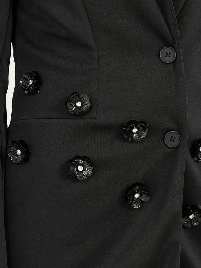 Styli Styli Women Black Button Regular Fit Blazer
