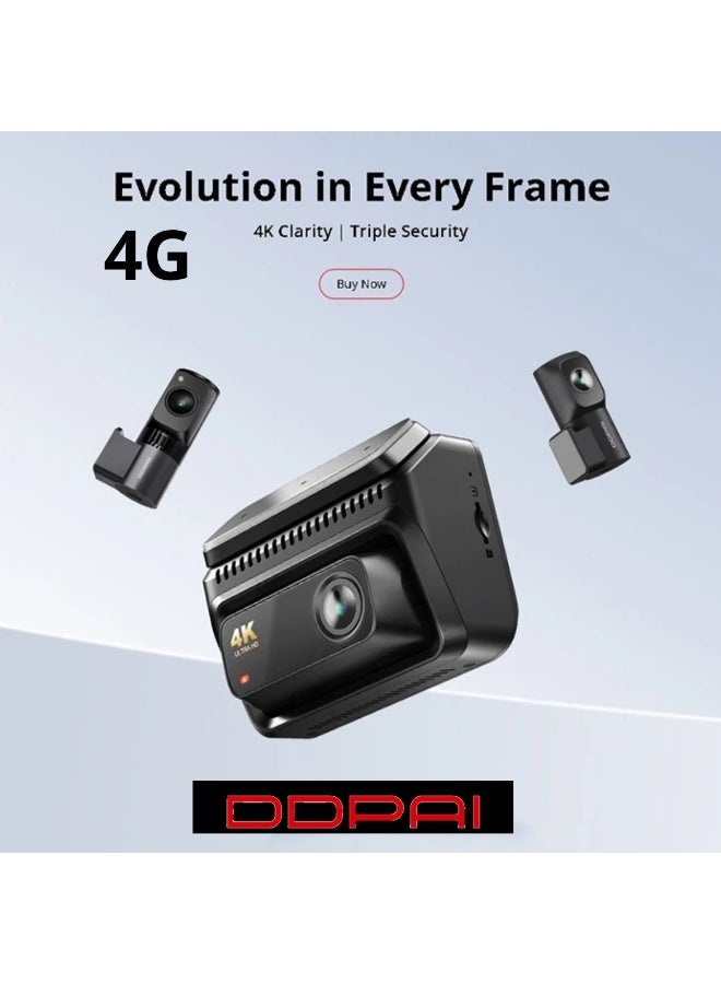 DDPAI Z60T 4G LTE 3-Channel Dash Cam Set with Hardwire Kit - 4K HDR Front, 2K IR Cabin, HD Rear | Remote Live View, 24/7 Parking Monitoring, Single SD Card Storage - Image 1