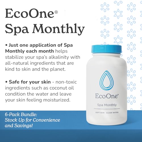 Eco One EcoOne Spa Monthly | Gentle All-Natural Spa Treatment | Conditioning Hot Tub, Pool, & Spa Cleaner | Above, In-Ground, or Inflatable Hot Tub Cleaner Stabilizes pH & Alkalinity, 8 Oz, (6-Pack) - Image 2