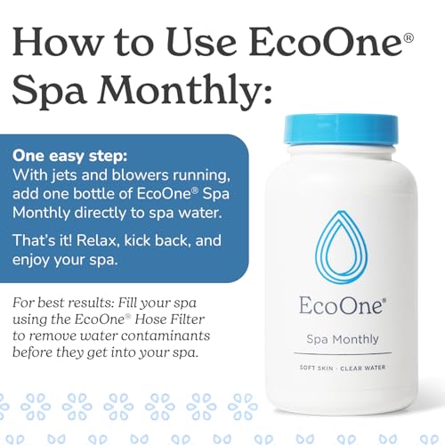 Eco One EcoOne Spa Monthly | Gentle All-Natural Spa Treatment | Conditioning Hot Tub, Pool, & Spa Cleaner | Above, In-Ground, or Inflatable Hot Tub Cleaner Stabilizes pH & Alkalinity, 8 Oz, (6-Pack) - Image 3