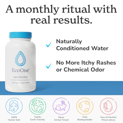 Eco One EcoOne Spa Monthly | Gentle All-Natural Spa Treatment | Conditioning Hot Tub, Pool, & Spa Cleaner | Above, In-Ground, or Inflatable Hot Tub Cleaner Stabilizes pH & Alkalinity, 8 Oz, (6-Pack) - Image 4