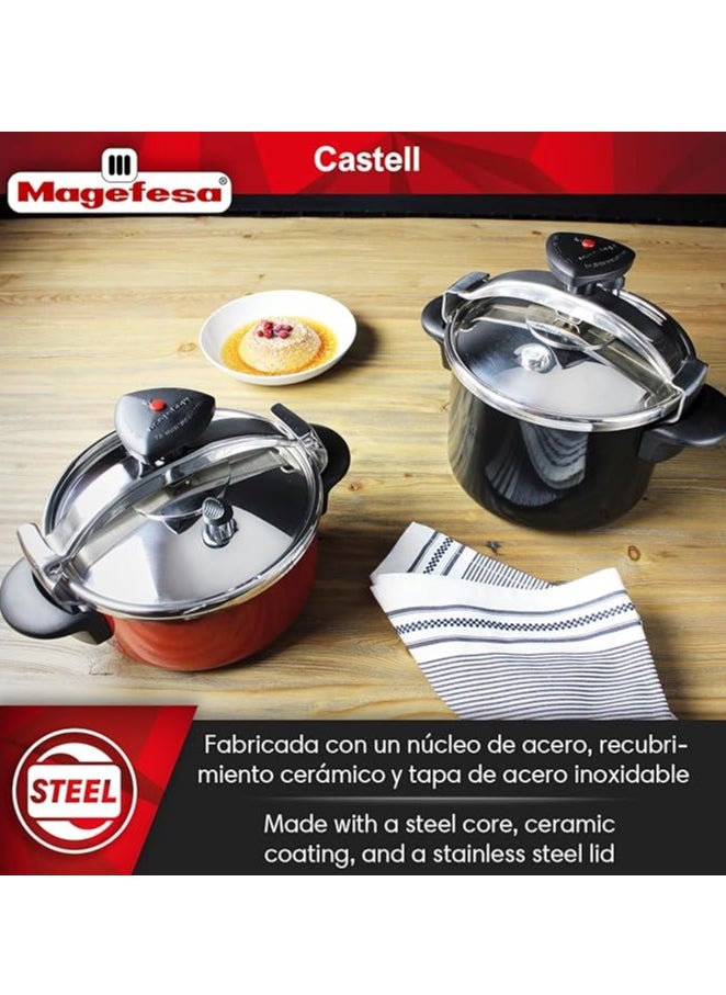 Magefesa Castell Roja 6L Pressure Cooker – Durable Stainless Steel, Fast Cooking, Red Finish  - Image 3
