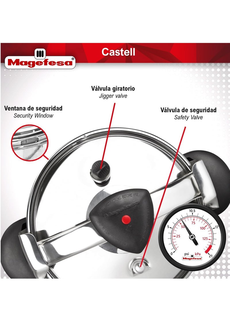 Magefesa Castell Roja 6L Pressure Cooker – Durable Stainless Steel, Fast Cooking, Red Finish  - Image 5