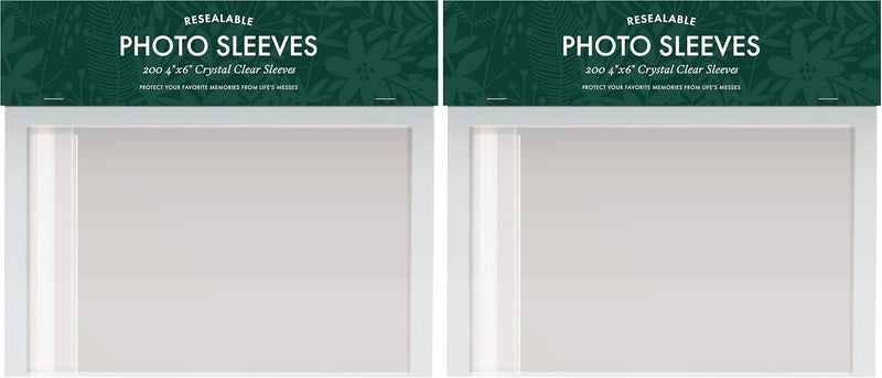 4x6 Photo Sleeves (200 Count) - Crystal Clear Archival Plastic Sleeves with Self Adhesive Resealable Flap - Picture Protector (Pack of 2)