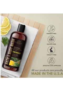 The Crown Choice Natural Body Wash for Women, Men & Kids - Organic Lemon Rosemary - 12oz pH 5.5-Best pH Balance-Liquid Soap for All Skin Types-Moisturizing Sulfate & Chemical Free Shower / Bath Liquid Gel (Pack of 2)  - Image 3