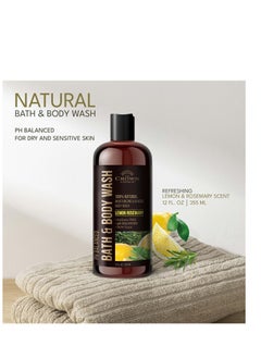 The Crown Choice Natural Body Wash for Women, Men & Kids - Organic Lemon Rosemary - 12oz pH 5.5-Best pH Balance-Liquid Soap for All Skin Types-Moisturizing Sulfate & Chemical Free Shower / Bath Liquid Gel (Pack of 2)  - Image 4
