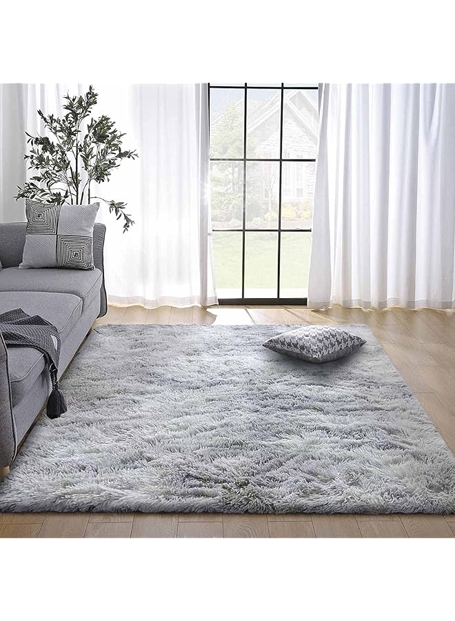 erorex Area Rugs Unique Abstract Fluffy Carpet Anti Slip Soft Rug For Bedroom Living Room Home Decor Multiple Sizes Large Pad Easy Cleaning Gray White 80 * 120Cm - Image 1