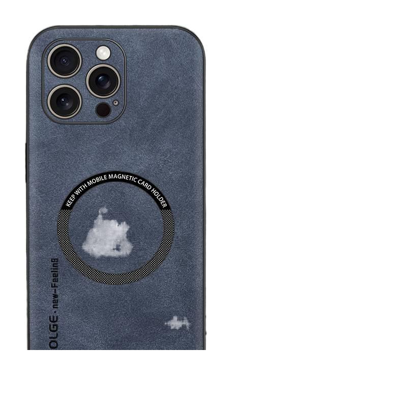 MagSafe Case | Leather Texture | Drop Protection | Anti-Fingerprint | Blue | Shockproof Cover for iPhone 16 / 16 Plus / 16 Pro / 16 Pro Max - Image 1