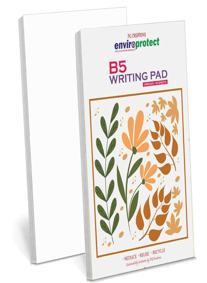PG Creations B5 Size, Pack of 1 Pad, Unruled Writing Notepads, 80 Gsm Blank Plain Paper Pad, 80 Sheets Per Pad, Notebooks for Office, Students & Journaling, 7x11 Inch, White - Image 1