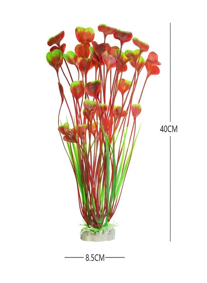 BYERUITE 2PCS Aquarium Decor Plastic Plants, Large 16 Inches Artificial Fish Tank Plants (Red) - Image 2