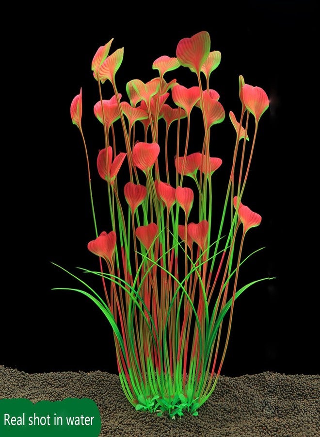 BYERUITE 2PCS Aquarium Decor Plastic Plants, Large 16 Inches Artificial Fish Tank Plants (Red) - Image 5