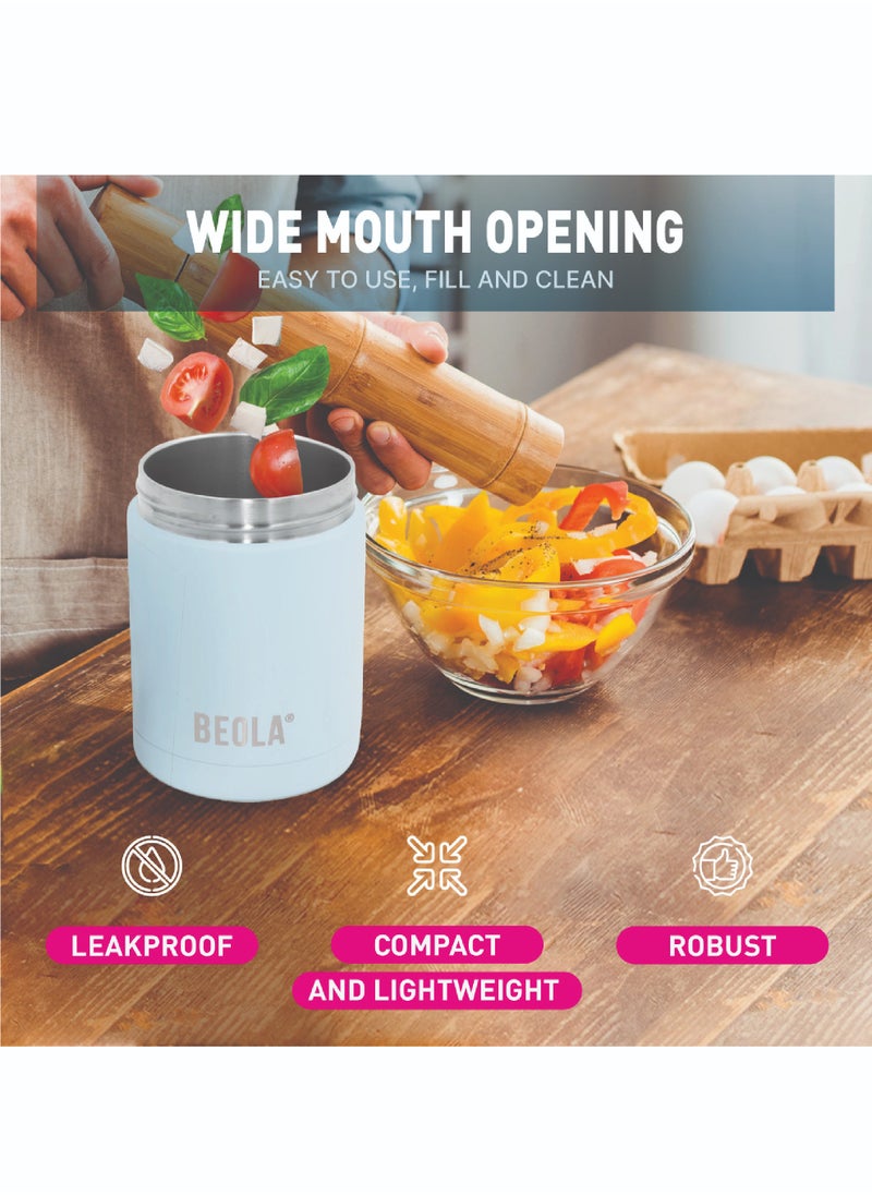 BEOLA 450ml Food Jar Lunch Box Thermos Stainless Steel Double Wall Insulated Travel Food Flask for Kids and Adults, 15oz (Blue Ice) 450ml  - Image 3