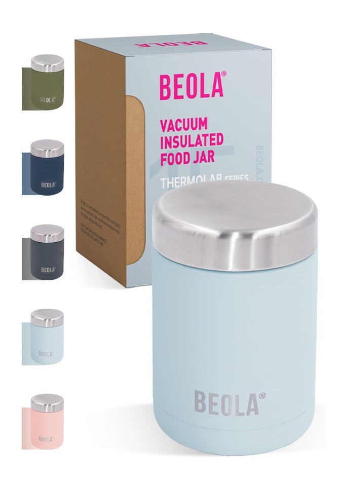 BEOLA 450ml Food Jar Lunch Box Thermos Stainless Steel Double Wall Insulated Travel Food Flask for Kids and Adults, 15oz (Blue Ice) 450ml  - Image 1