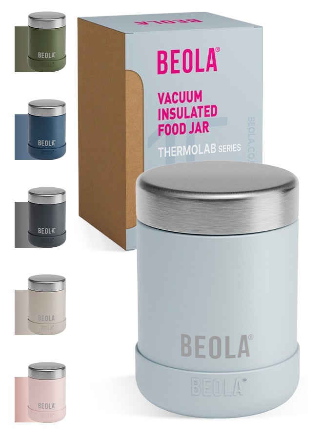 BEOLA 450ml Food Jar Lunch Box Thermos Stainless Steel Double Wall Insulated Travel Food Flask for Kids and Adults, 15oz (Blue Ice) - Image 1