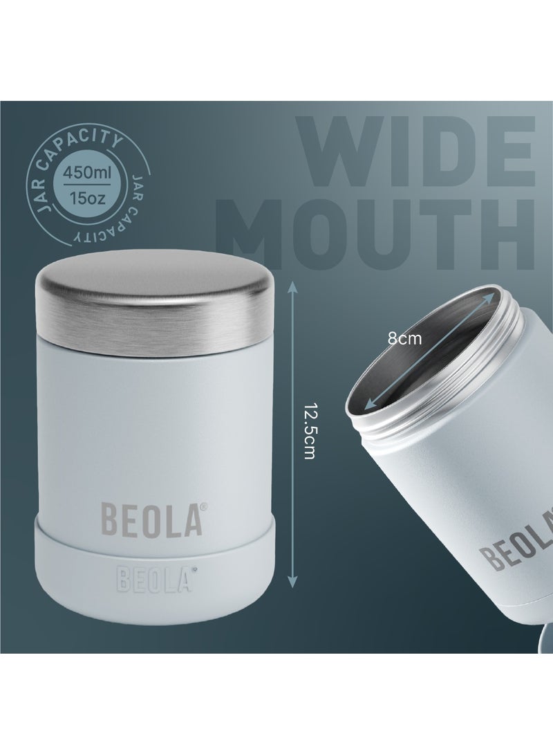 BEOLA 450ml Food Jar Lunch Box Thermos Stainless Steel Double Wall Insulated Travel Food Flask for Kids and Adults, 15oz (Blue Ice) - Image 5
