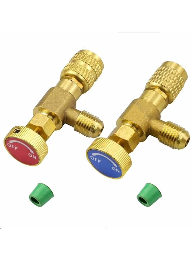 طقم صمام أمان مبرد مكون من قطعتين، محولات شحن مكيف الهواء R410A R22 مقاس 1/4 بوصة - Image 1
