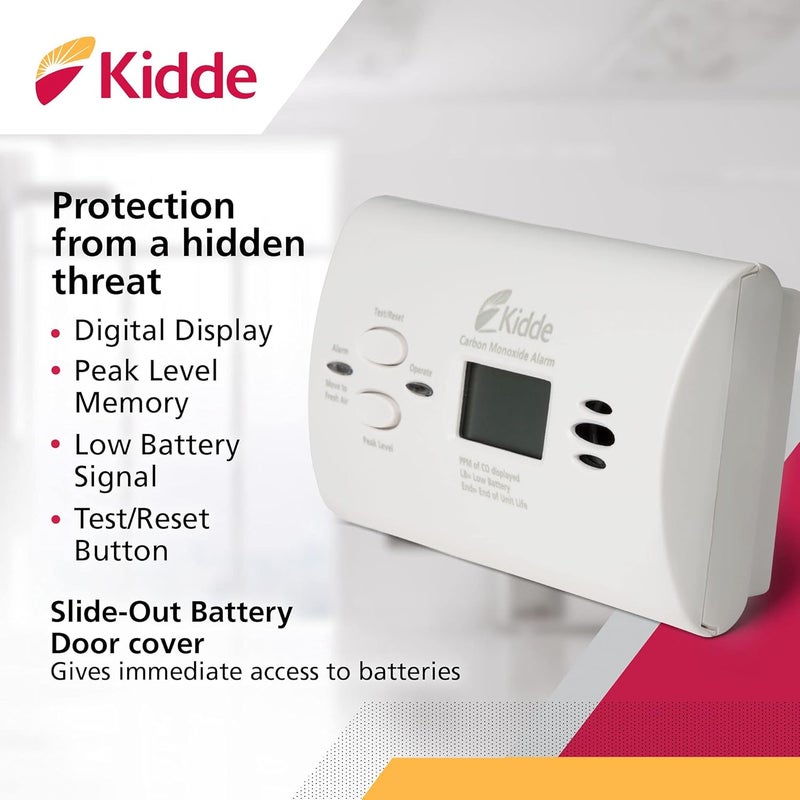 Kidde Carbon Monoxide Detector, AA Battery Powered CO Alarm with LEDs, Test-Reset Button, Low Battery Indicator, Portable - Image 2