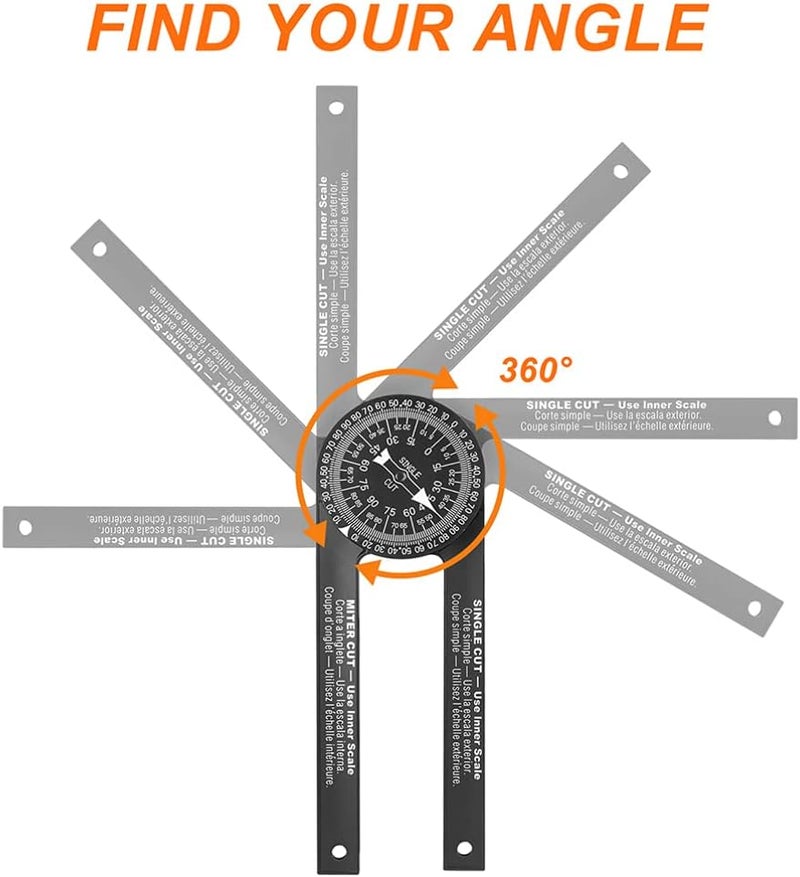 woobles Digital Display Angle Ruler Miter Protractor, Inch/Metric Miter Protractor with Level, Miter Cut and Single Cut for Molding (Black) Precision Tools - Image 5
