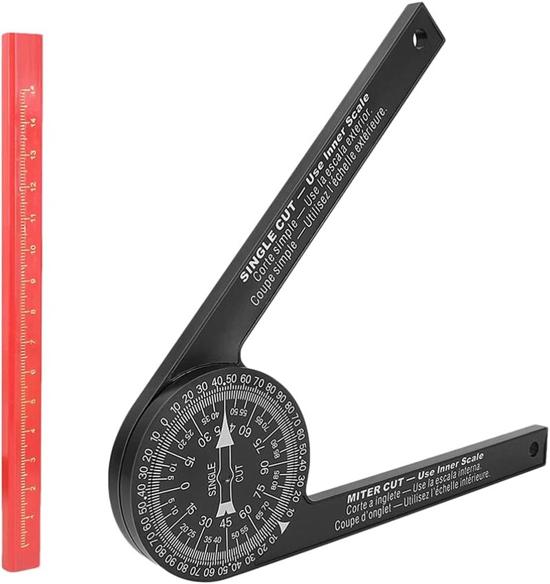 woobles Digital Display Angle Ruler Miter Protractor, Inch/Metric Miter Protractor with Level, Miter Cut and Single Cut for Molding (Black) Precision Tools - Image 1