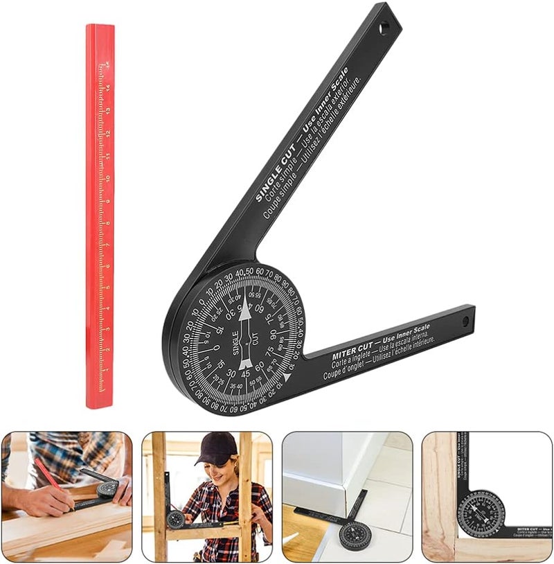 woobles Digital Display Angle Ruler Miter Protractor, Inch/Metric Miter Protractor with Level, Miter Cut and Single Cut for Molding (Black) Precision Tools - Image 2
