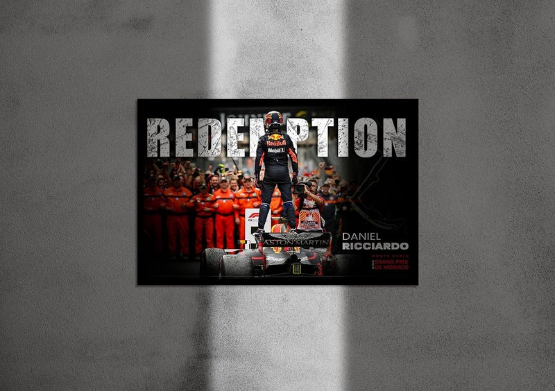 FRAMEO STORE Daniel Ricciardo Redemption Glass Frame Daniel Ricciardo 2018 Monaco GP wall art framed poster A3 size 12 X 18 Inches - Image 3