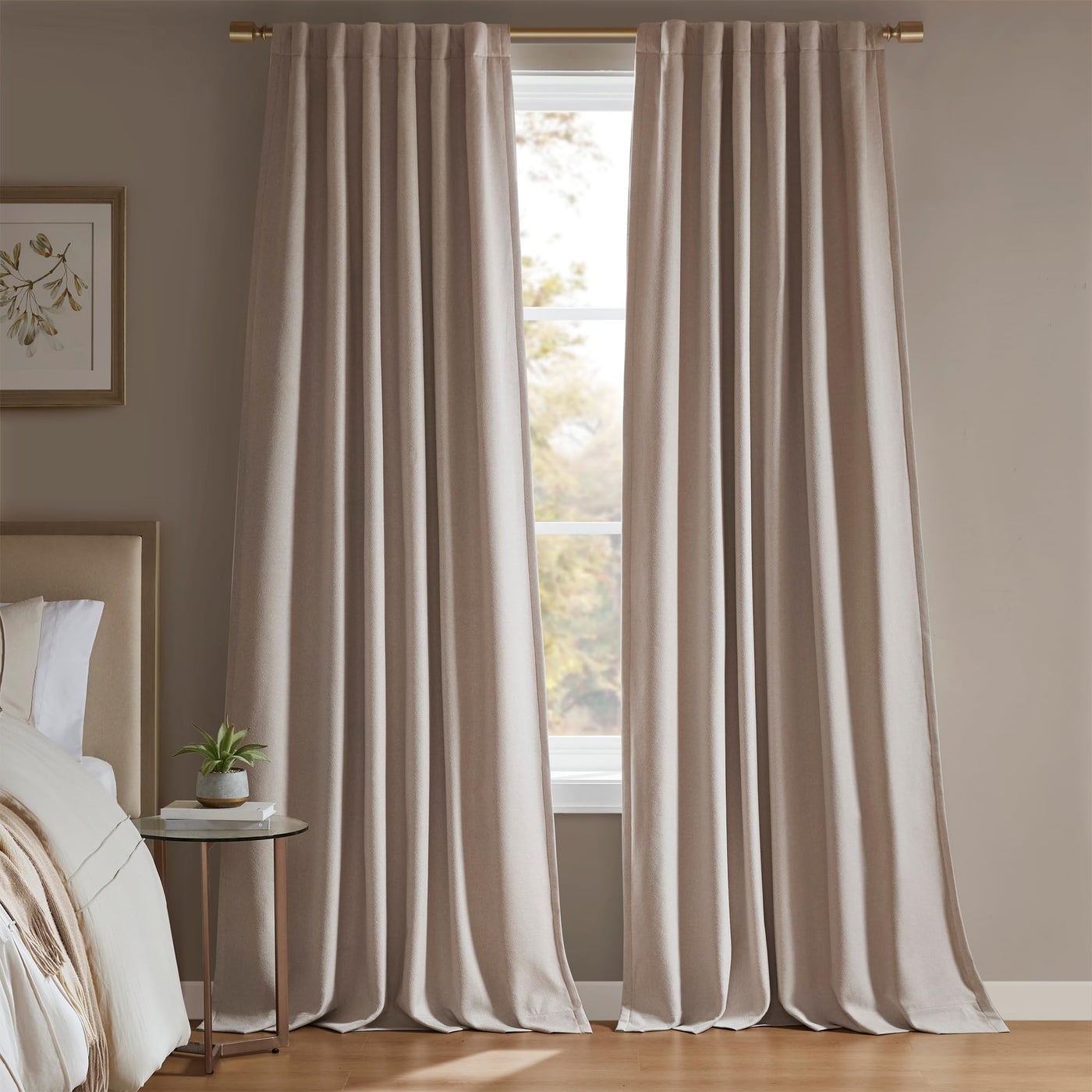 Madison Park Karien 100% Blackout Curtains 52x95 – Linen, 2-Layer Noise Blocking & Energy Smart Thermal Window Panel Pair with Rod Pocket/Back Tab