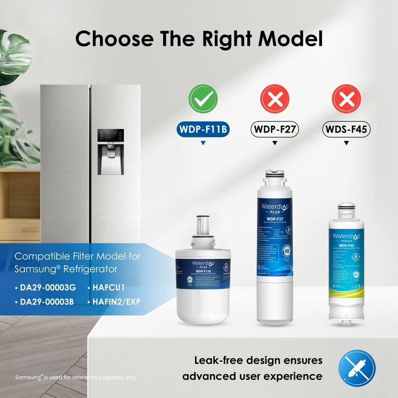 Waterdrop Plus DA29-00003G NSF 401&53&42 Certified Refrigerator Water Filter, Replacement for Samsung® DA29-00003G, DA29-00003B, DA29-00003A, Aqua-Pure Plus, HAFCU1 (Package May Vary) - Image 3