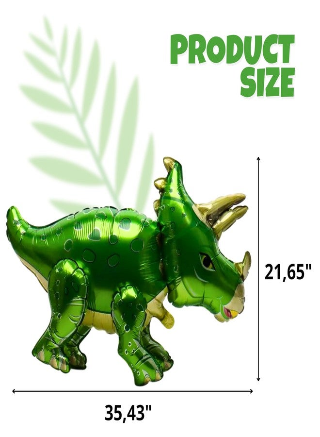 BOGAZNET Pack of 3 Big Triceratops Foil Balloons 3D Dinosaur Balloons for Birthday Party Decorations (Blue, Green, Red) - Image 2