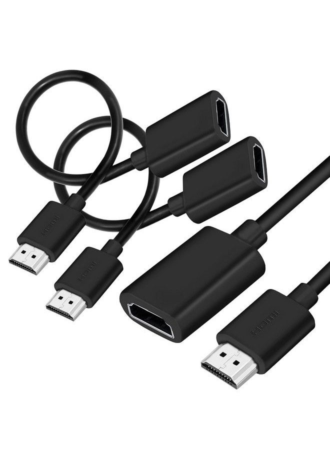 SaiTech IT - 2 Pack 19 Pin Male To Female Hdmi Extension Cable Support 4K 1080P Hdmi Extender Adapter Converter Compatible For Tv Stick Dvd Hdtv Lcd Hd Tv (30Cm Black) - Image 1