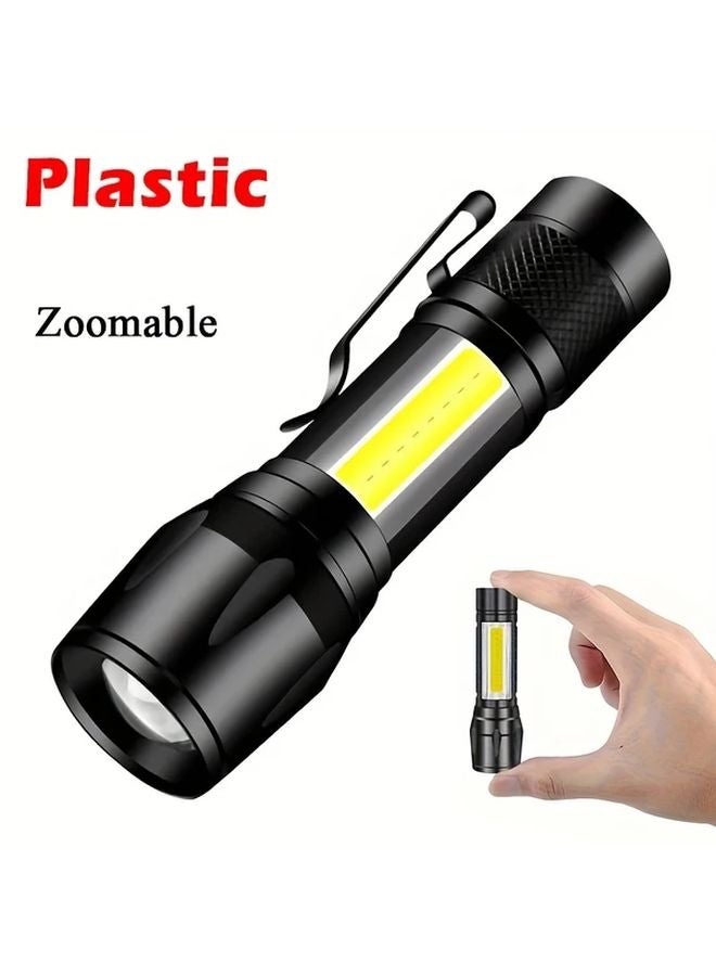 Black Mini LED Flashlight Ultra Bright Rechargeable Portable Work Light Adjustable Zoom - Image 2