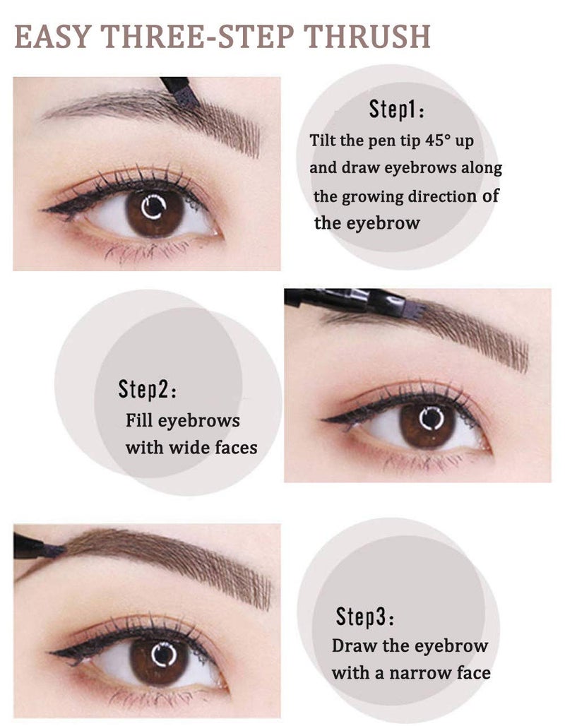 QUEMISS Eyebrow Pen Microblading 4 Fork Tip Eyebrow Pencil Creates Lasting MakeUp Professional Natural Brow Pen Cover Sparse Areas Daily Waterproof 3D Brow Pencil (05#Black) - Image 5