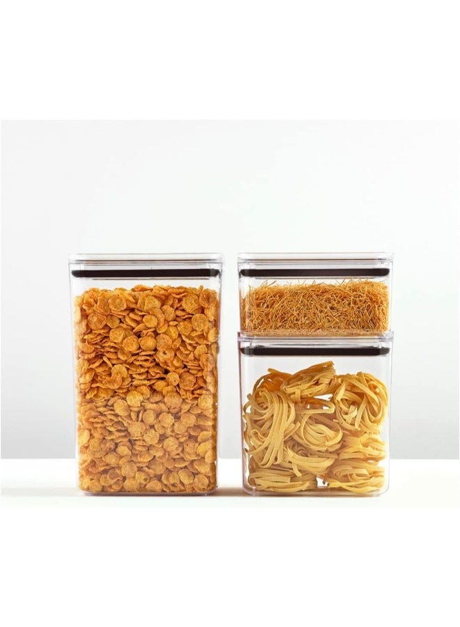 دنيا بلاستيك صندوق تخزين الطعام الأسود المستطيل من دونيا - مربع للحبوب والحبوب الإفطارية - سعة 1لتر مع غطاء محكم - خالٍ من البيسفينول أ وآمن للاستخدام - Image 4