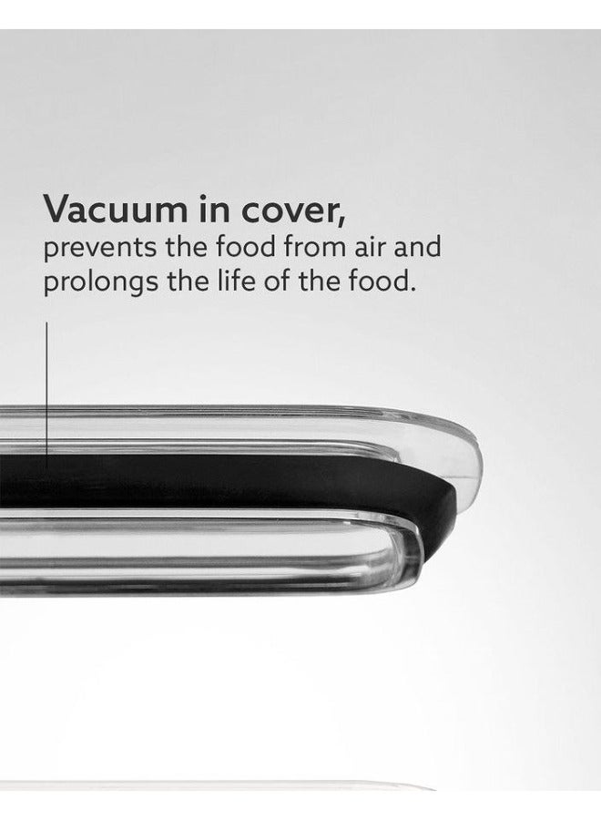 دنيا بلاستيك صندوق تخزين الطعام الأسود المستطيل من دونيا - مربع للحبوب والحبوب الإفطارية - سعة 1لتر مع غطاء محكم - خالٍ من البيسفينول أ وآمن للاستخدام - Image 2