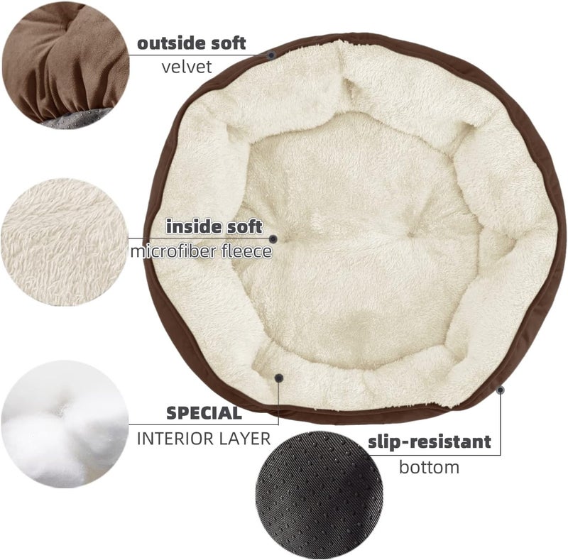 Asvin Medium Dog Bed for Medium Dogs, Large Cat Beds for Indoor Cats, Pet Bed for Puppy and Kitty, Extra Soft & Machine Washable with Anti-Slip & Water-Resistant Oxford Bottom, Brown, 25 inches - Image 4