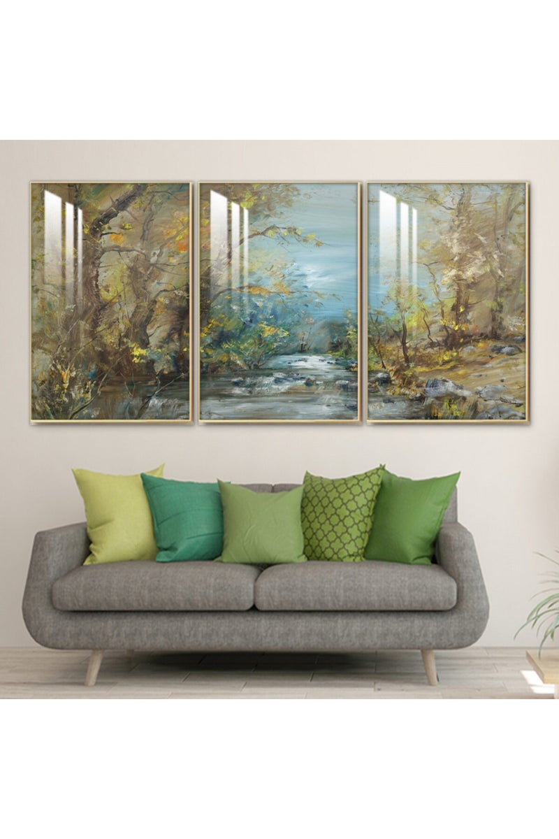 ماركتنا ثلاث لوحات جدارية خشبية بإطار وطبقة أكريليك شفافة - Image 1