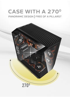 aigo Darkflash DY470 ATX/MATX/ITX Triple Glass Gaming PC Case with 4*120MM ARGB Fans & GPU Holder, Triple Glass Design, Supports 360MM Radiators, USB Type-C, 10*120MM Fans Compatible Gaming Case  - Image 2