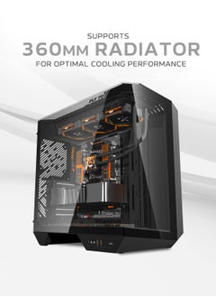 aigo Darkflash DY470 ATX/MATX/ITX Triple Glass Gaming PC Case with 4*120MM ARGB Fans & GPU Holder, Triple Glass Design, Supports 360MM Radiators, USB Type-C, 10*120MM Fans Compatible Gaming Case  - Image 3