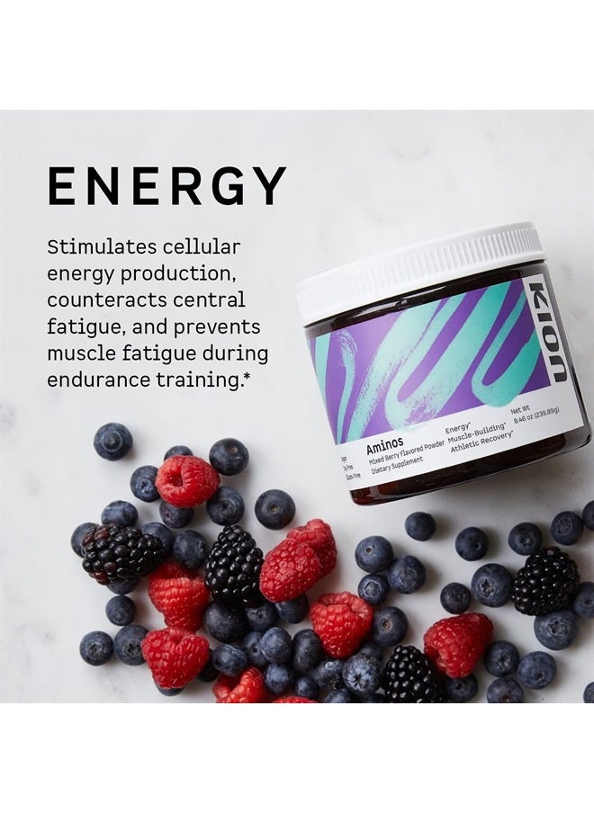 Kion - Aminos - Essential Amino Acids Supplement, Essential Amino Acids Powder for Muscle Recovery, BCAA No Caffeine, Amino Acid Powder, Essential Amino Energy - 30 Servings, Mixed Berry - Image 1