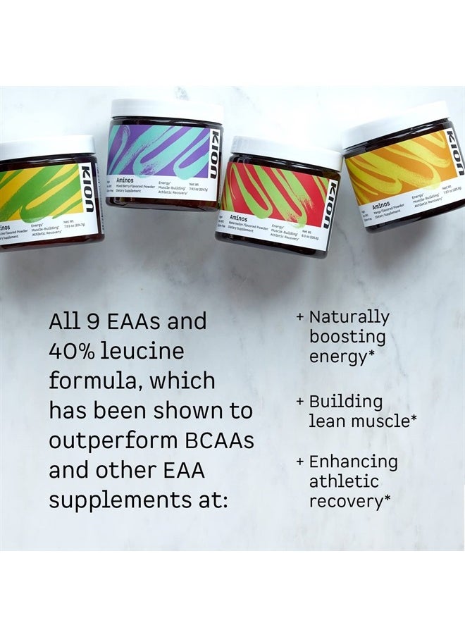 Kion - Aminos - Essential Amino Acids Supplement, Essential Amino Acids Powder for Muscle Recovery, BCAA No Caffeine, Amino Acid Powder, Essential Amino Energy - 30 Servings, Mixed Berry - Image 1
