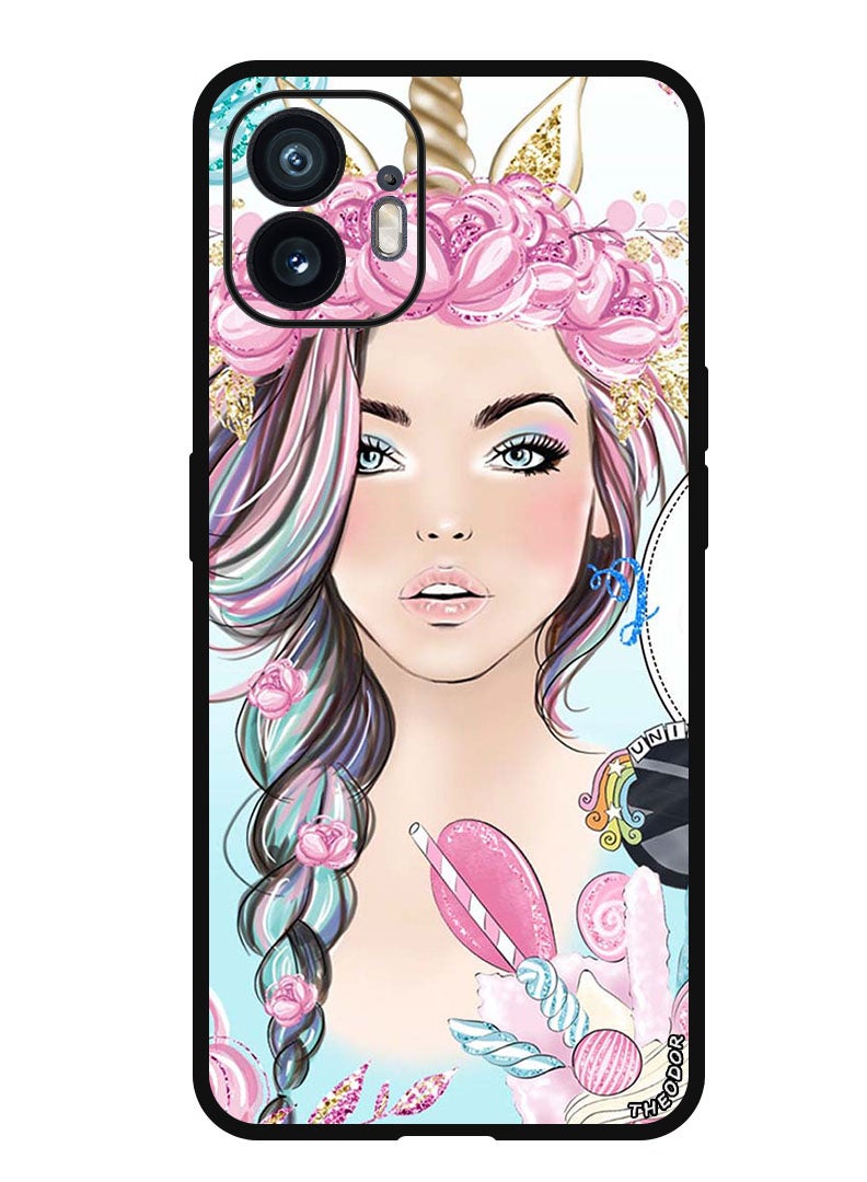 Theodor Protective Case Anti Scratch Shock Proof Bumper Cover For Nothing Phone (2) Unicorn Girl - Image 1