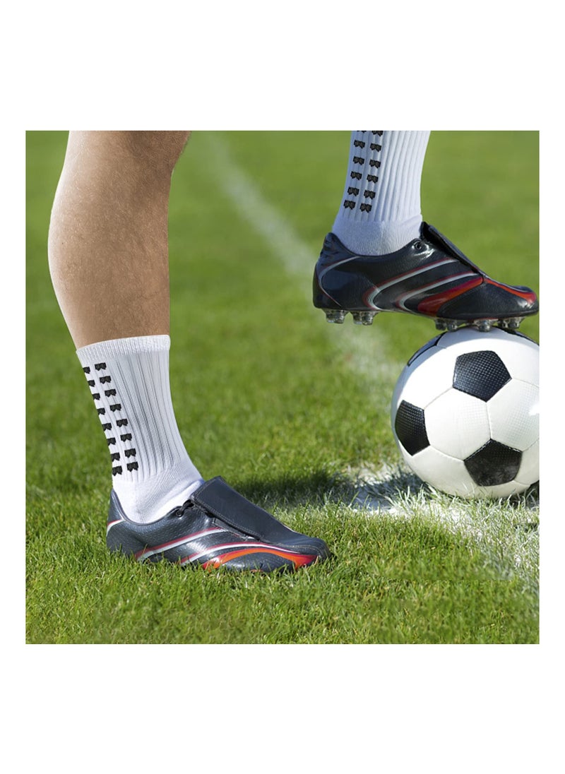 SYOSI 4 Pairs of Men Soccer Socks Anti Slip Non Slip Grip Pads for Football Basketball Sports White  - Image 2
