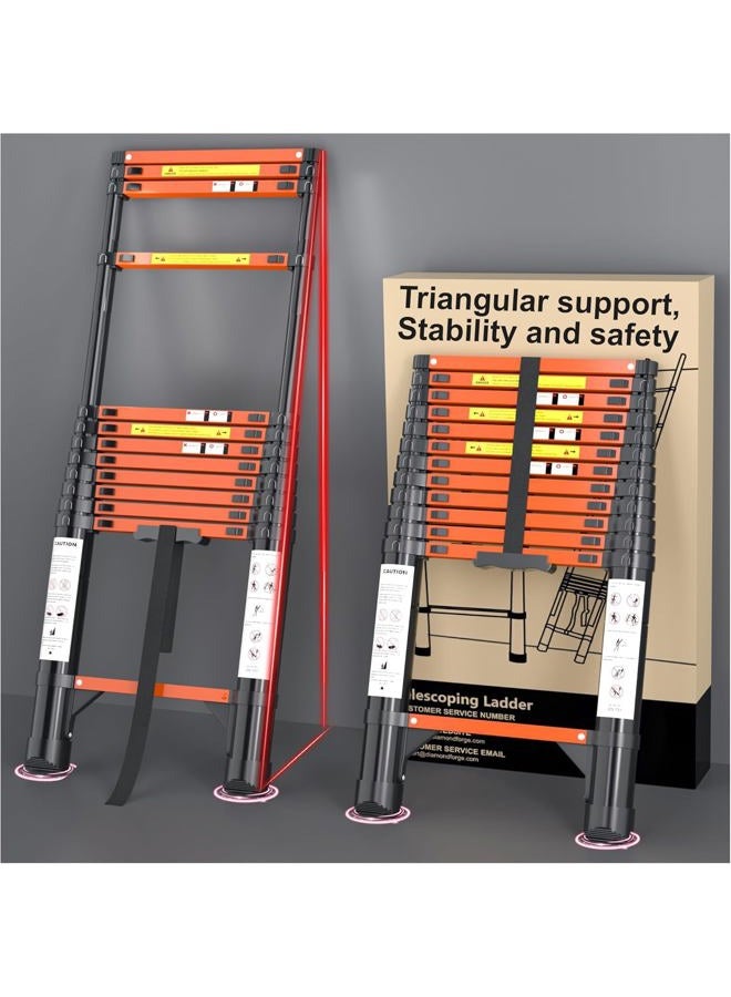 DIAMONDFORGE Telescopic Collapsible Telescoping Ladder Extension - 12.5 FT Tall Compact Aluminum Foldable Extendable Rv Telescope Ladders - Adjustable Retractable for House Roof Travel Trailers - 330lbs Capacity - Image 1