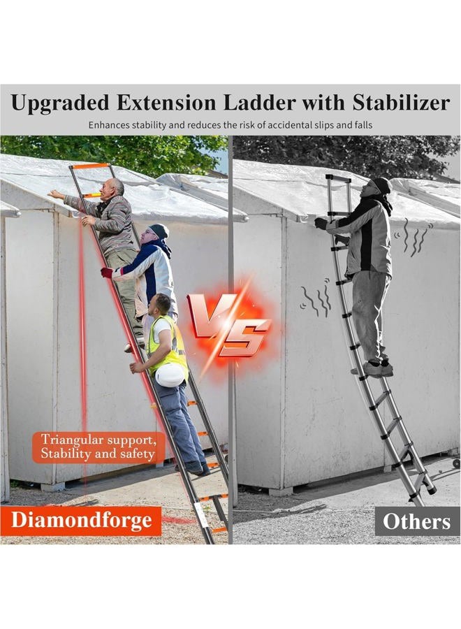 DIAMONDFORGE Telescopic Collapsible Telescoping Ladder Extension - 12.5 FT Tall Compact Aluminum Foldable Extendable Rv Telescope Ladders - Adjustable Retractable for House Roof Travel Trailers - 330lbs Capacity - Image 4