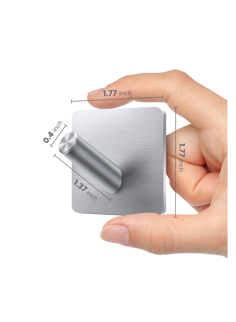 Heavy Duty Adhesive Hooks, 8 Pack Bath Towel Hooks , Matte Stainless Steel Bathroom Organizer, Adhesive Wall Hooks for Bathrooms, Coat, Robe, Kitchen, Non-Punching self-Adhesive Hooks, Silver - Image 2