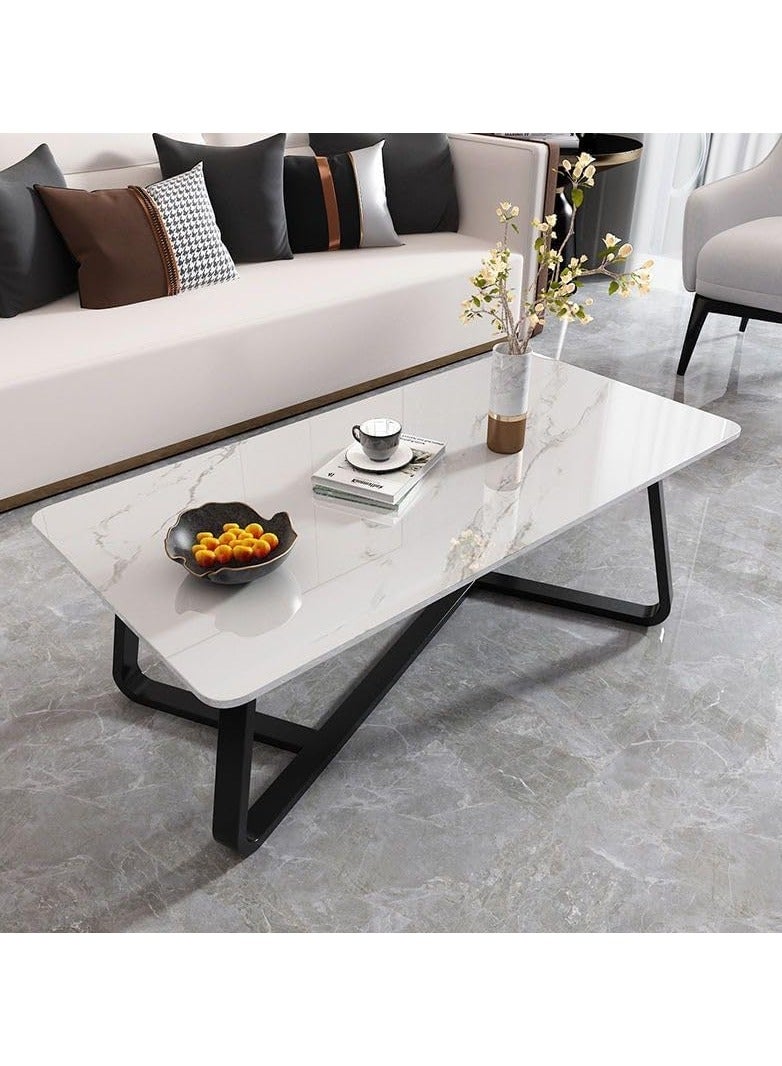 إيه جي دي طاولة قهوة كبيرة مستطيلة لغرفة المعيشة متعددة الاستخدامات بإطار معدني أسود - Image 2