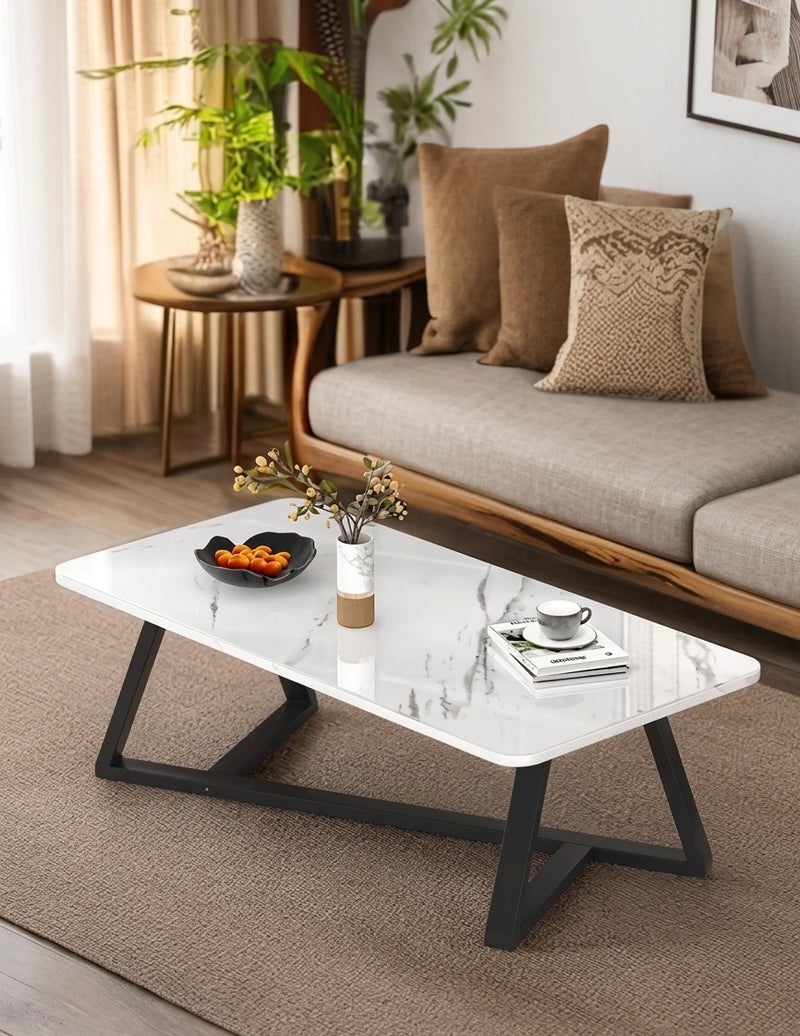 AGD Versatile large rectangular living room coffee table with black metal frame - Image 1