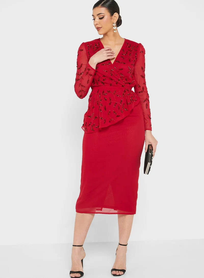 Frock and Frill Overlay Wrap Dress