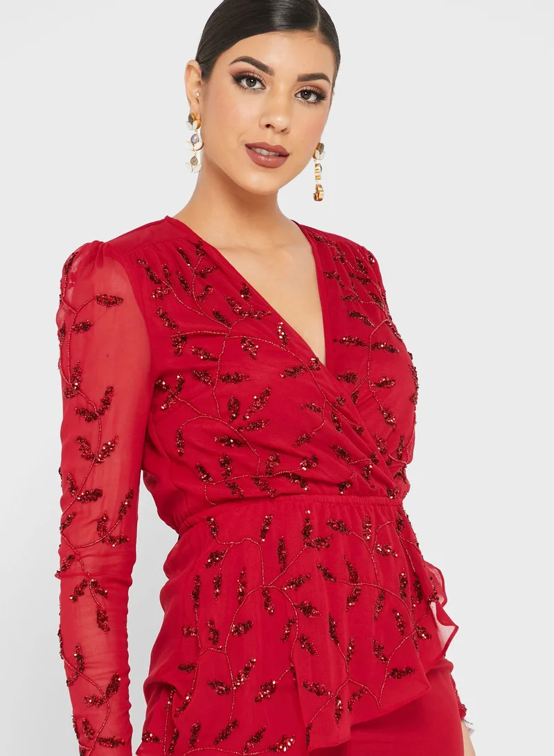 Frock and Frill Overlay Wrap Dress